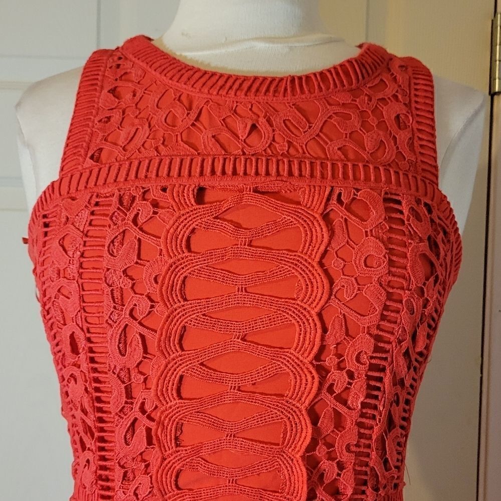 Greylin Red Inset Lace sheath Dress sz XS - Picture 12 of 12